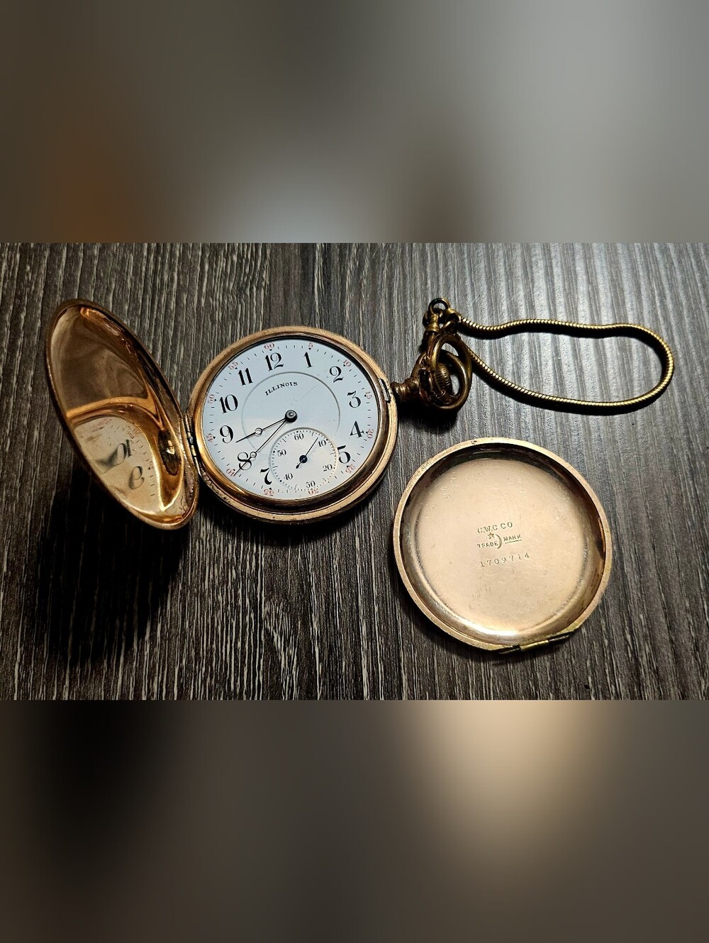 ILLINOIS Springfield "Adjusted" 17J DR G.F  Pocketwatch w/chain #3790454